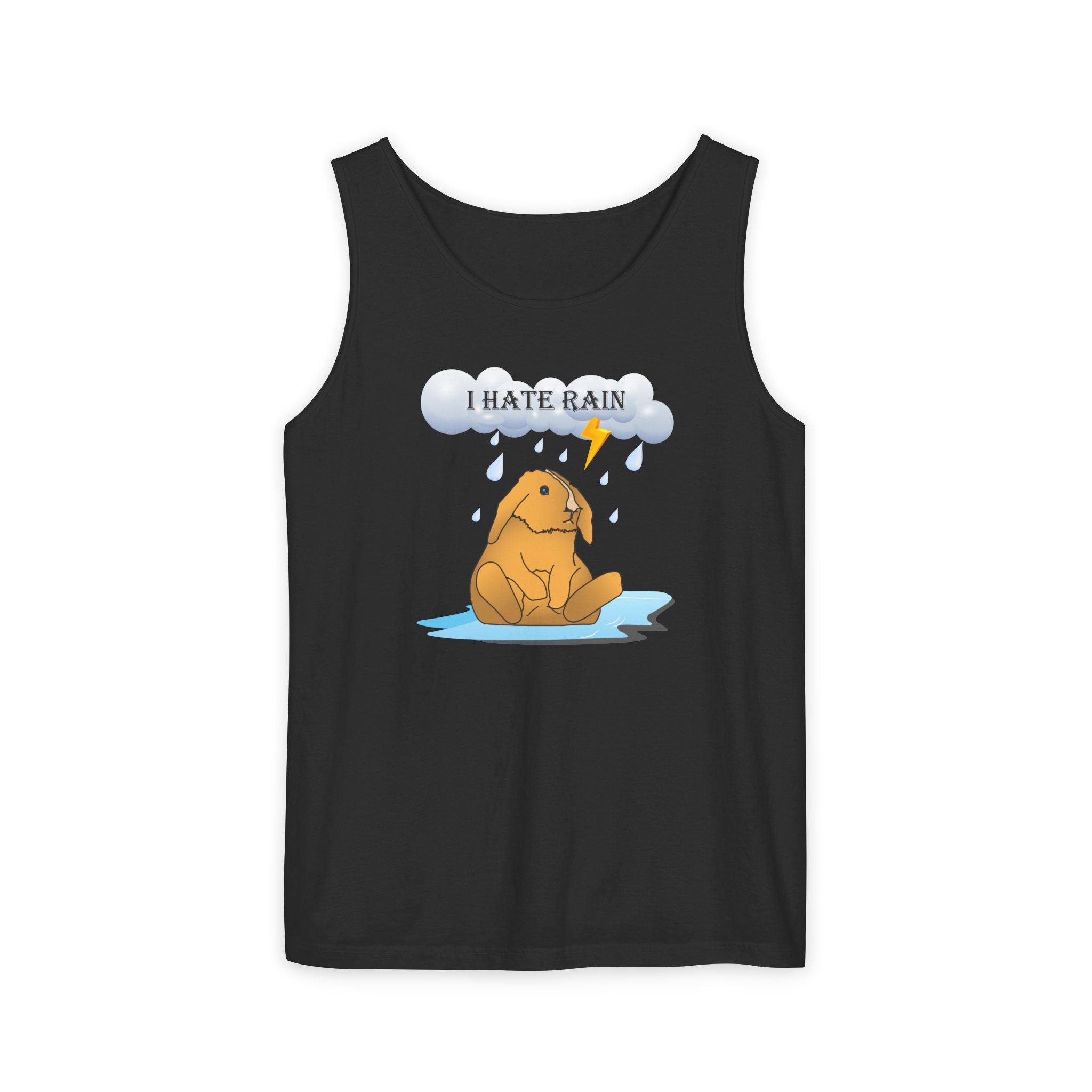 I Hate Rain Rabbit Tank Top, Sleeveless Tee, Summer Shirt, Funny Graphic Top, Rabbit Lover Gift
