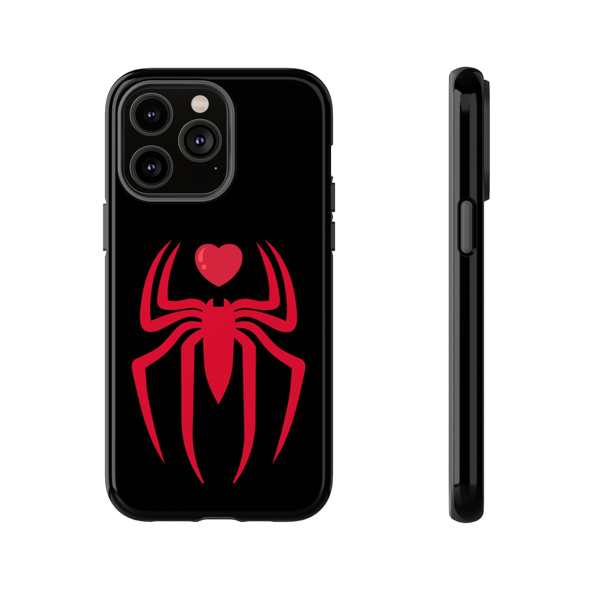 Red Spider Heart Tough iPhone Cases, Spiderweb iPhone Cover, Gothic Phone Accessories, Halloween Gift, Creepy Arachnid iPhone Protectors