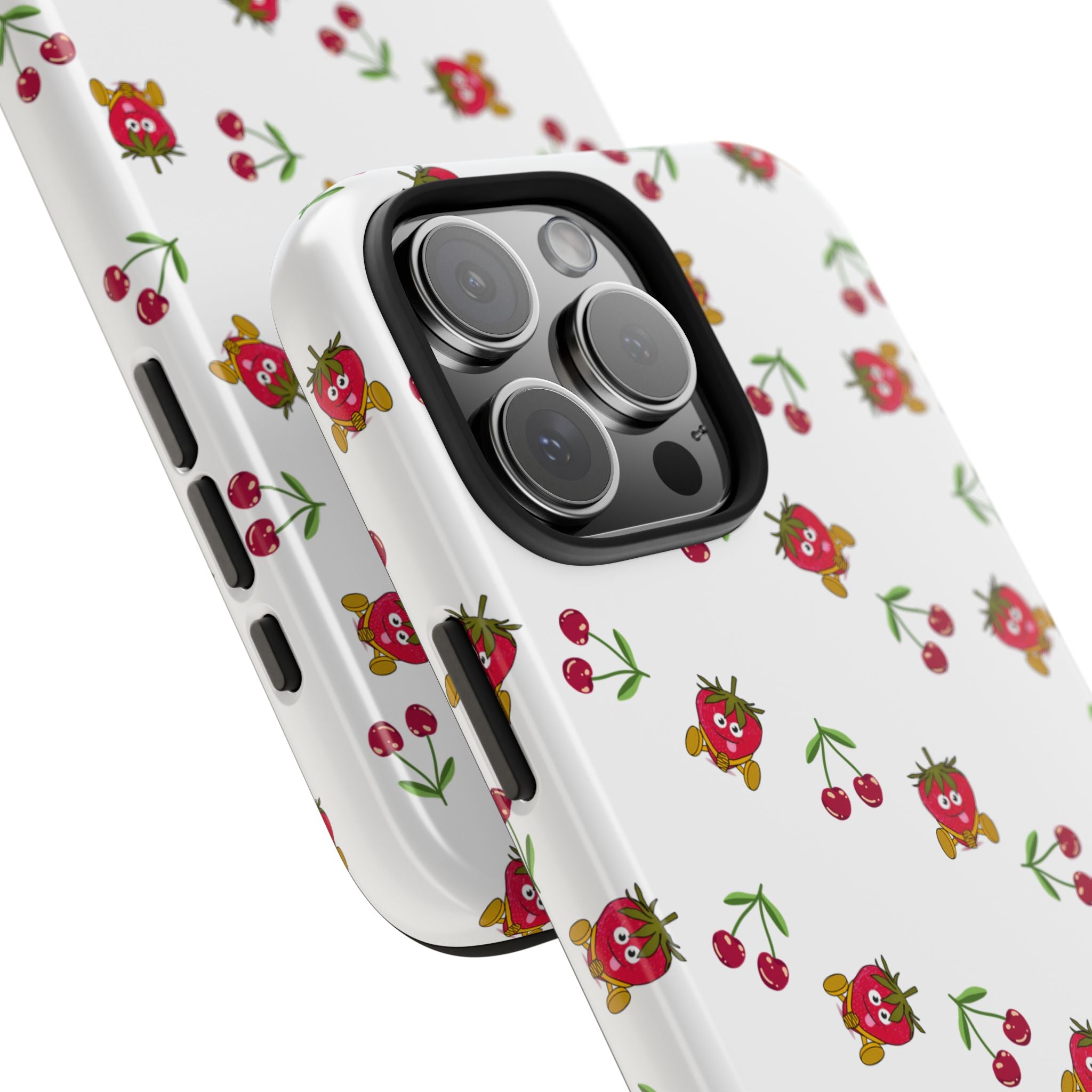 Fruit Patterned Phone Cases, Summer Fruits Phone Covers, Berry Print Tough Cases, Stylish Cell Phone Protectors, Red Fruits Phone