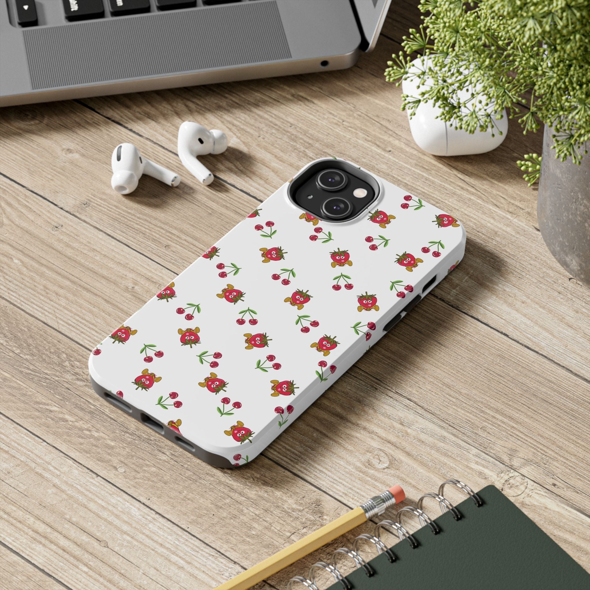 Fruit Patterned Phone Cases, Summer Fruits Phone Covers, Berry Print Tough Cases, Stylish Cell Phone Protectors, Red Fruits Phone