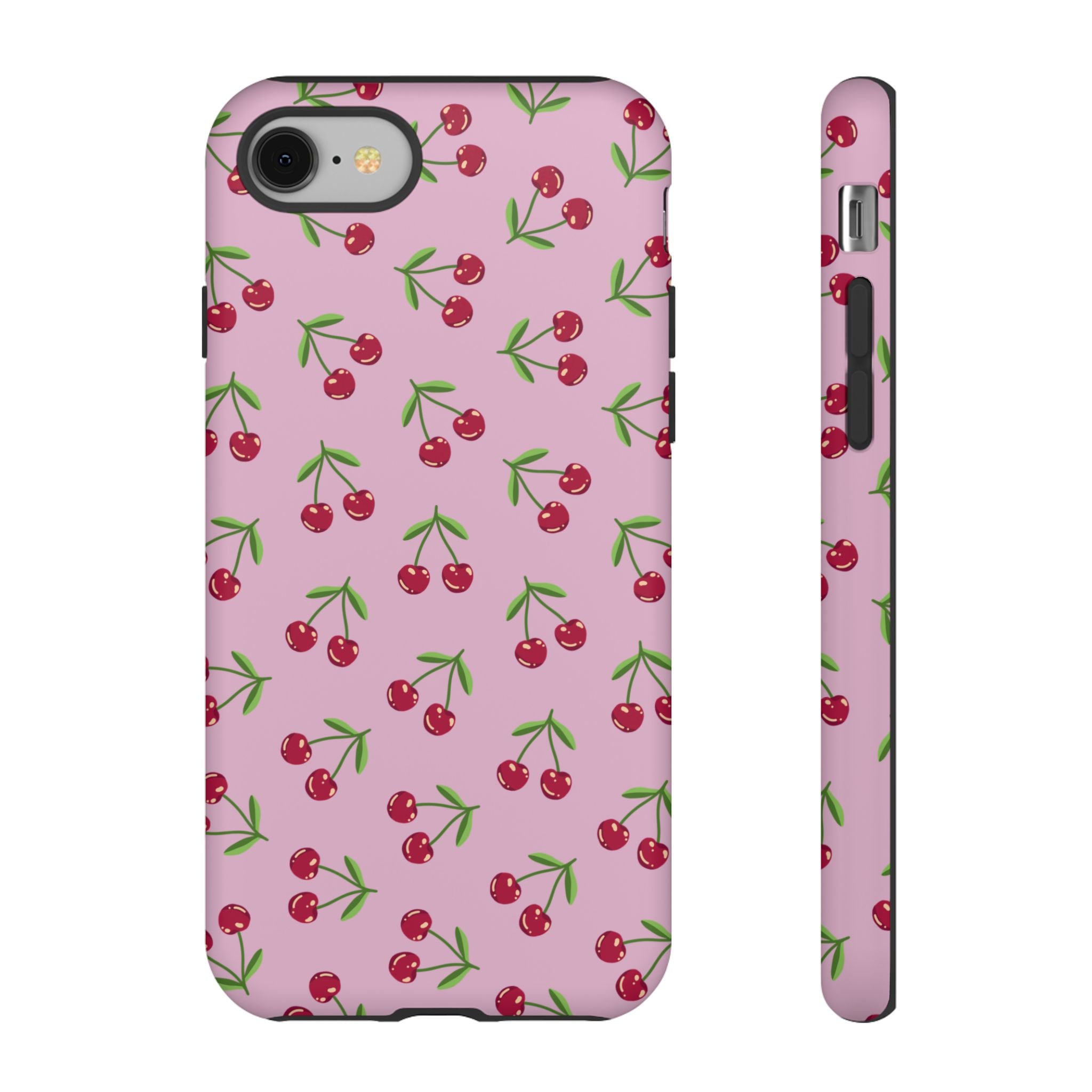 iPhone Cherry Pattern Phone Cases, Floral Tough Cover, Protective Smartphone Shell, Hard Case Gift for Her, Pretty Device Accessories