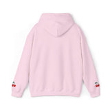 Cherry Heart Embroidered Hoodie — Heart Cherry Graphic Hooded Sweatshirt