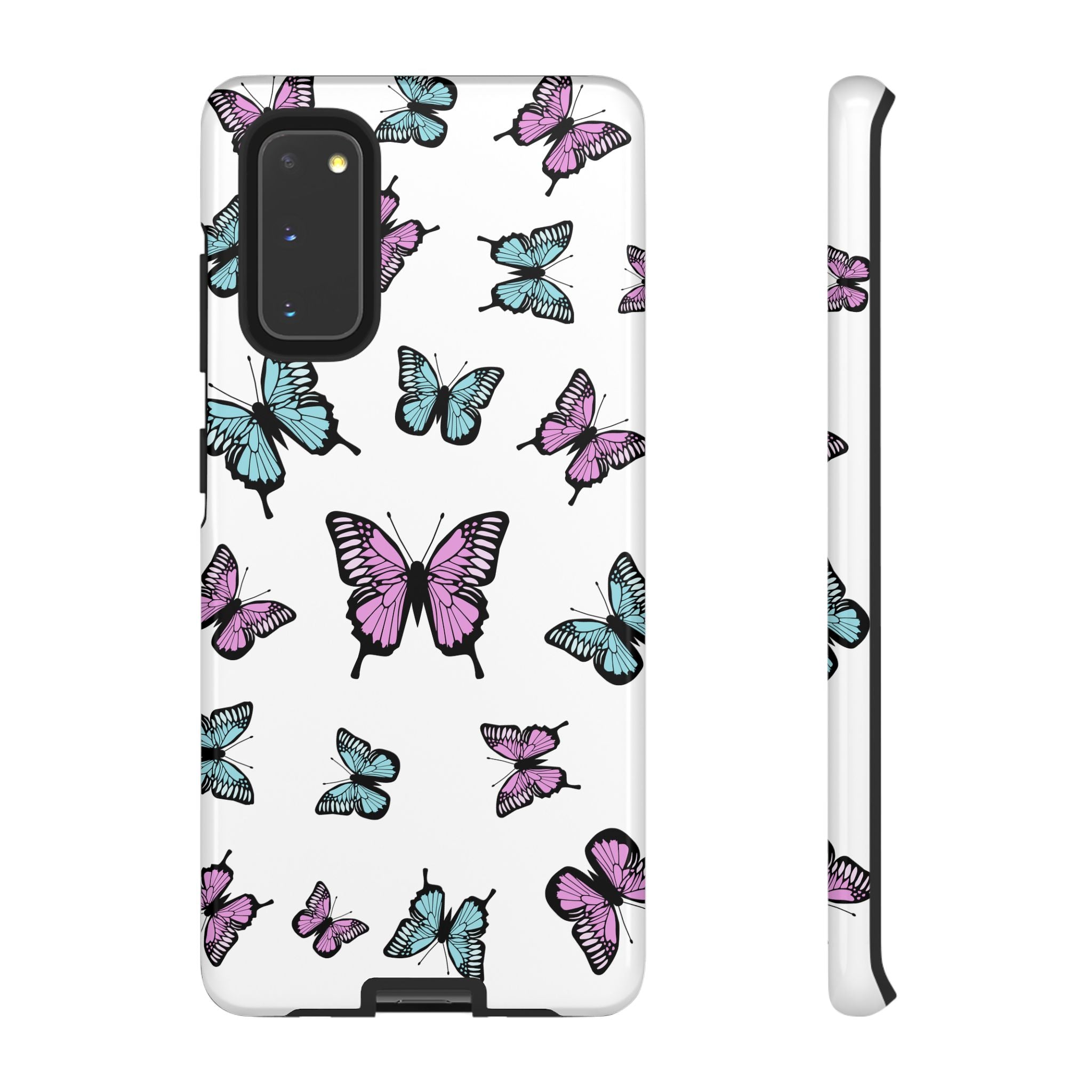 Butterfly Pattern White Background Phone Cases, Protective Cover, Strong Cases, Impact Resistant, Floral Design, Unique Gifts