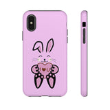 Rabbit With I Love You Heart iPhone Tough Cases, Bunny Phone Cover, Animal Lover Gift, Protective Case, Cute Rabbit Design