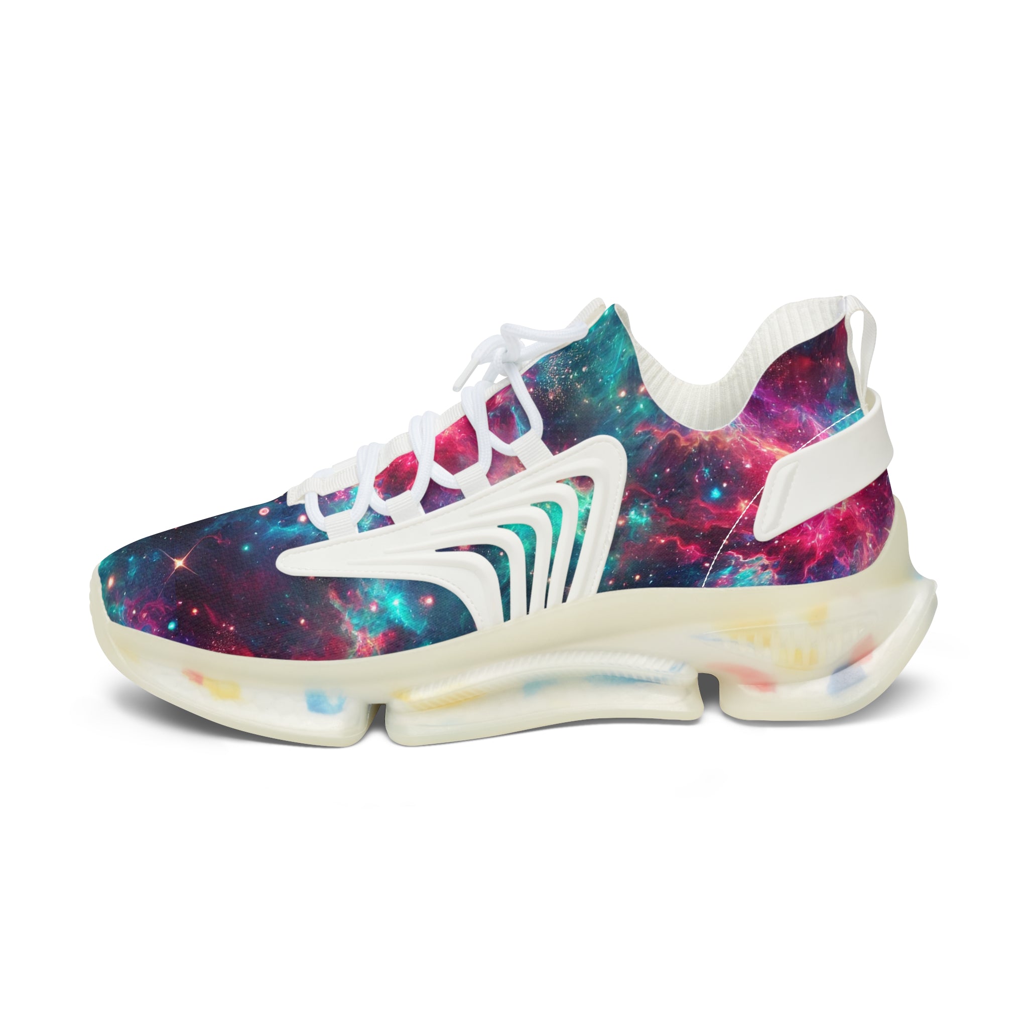 Neon Space Sneakers, Women's Shoes, Galaxy Print Running Shoes, Outer Space Sneaker Gift, Cosmic Athletic Footwear