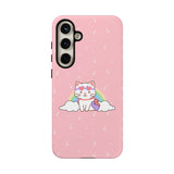 Kawaii Cat Rainbow Tough Cases, Cute Kitty Phone Cover, Protective Phone Case, Adorable Cat Lover Gift, Fun Rainbow Cat Phone Accessories