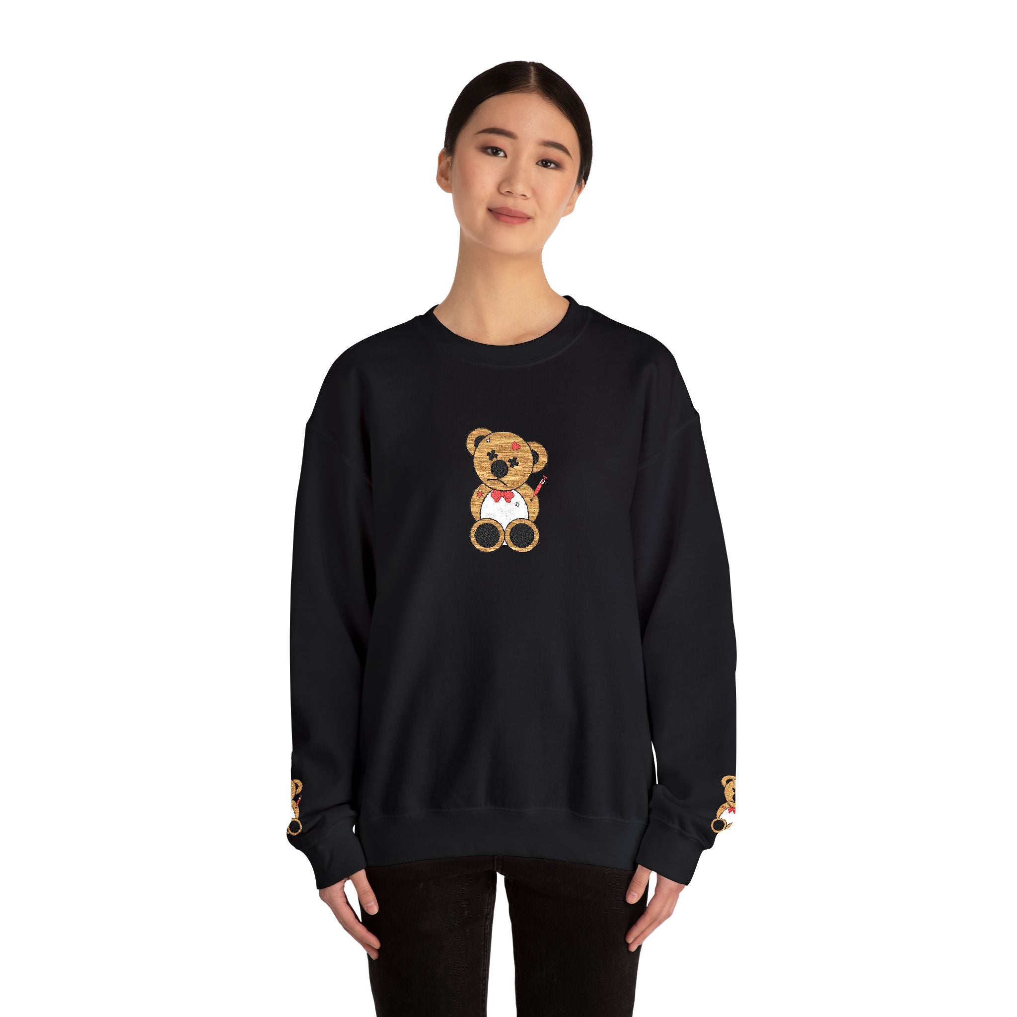 Embroidered Little Teddy Bear Crewneck Sweatshirt