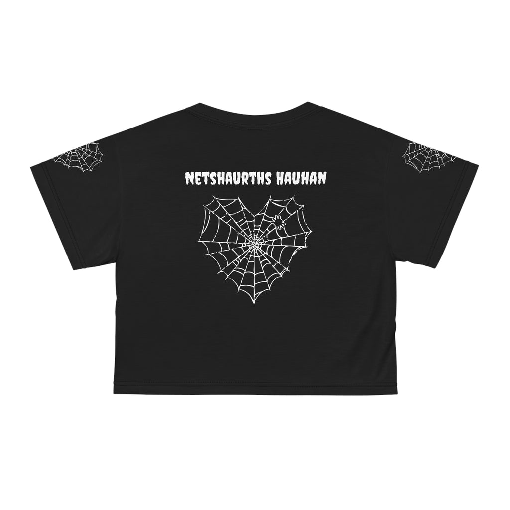 Gothic Spider Web Heart Crop Tee, Halloween Shirt, Goth Clothing, Alternative Fashion, Spooky Vibes