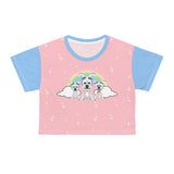 Kawaii Dogs and Rainbow Crop Tee for Dog Lovers, Cute Animals Shirt, Colorful Puppy Print Top, Women's Cropped T-Shirt, Graphic Tee for