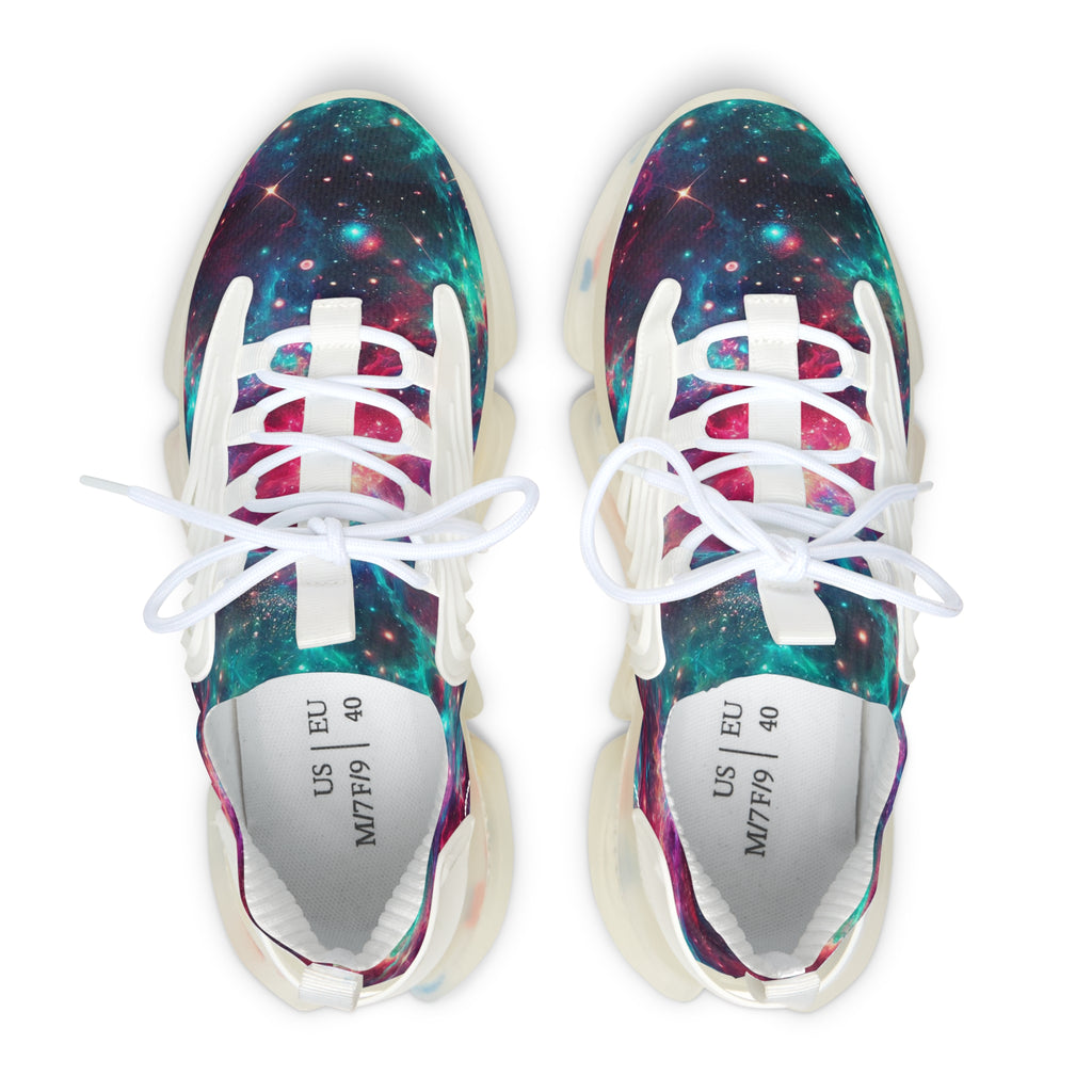 Neon Space Sneakers, Women's Shoes, Galaxy Print Running Shoes, Outer Space Sneaker Gift, Cosmic Athletic Footwear