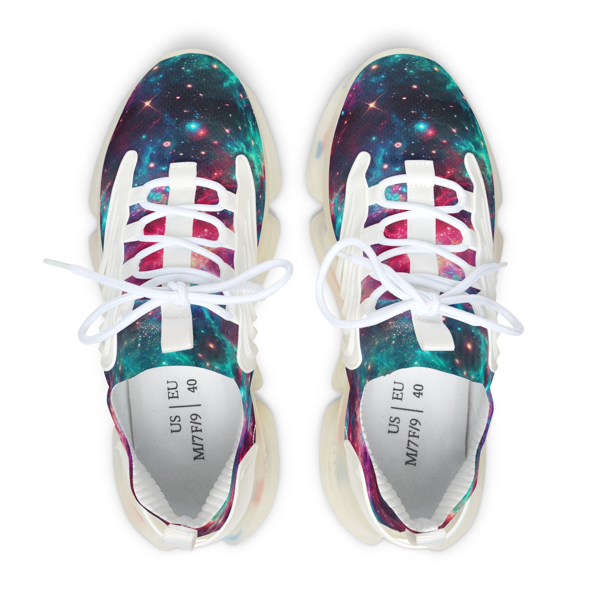 Neon Space Sneakers, Women's Shoes, Galaxy Print Running Shoes, Outer Space Sneaker Gift, Cosmic Athletic Footwear