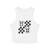 Kawaii Pandas Chessboard Women's Micro Rib Racer Tank Top