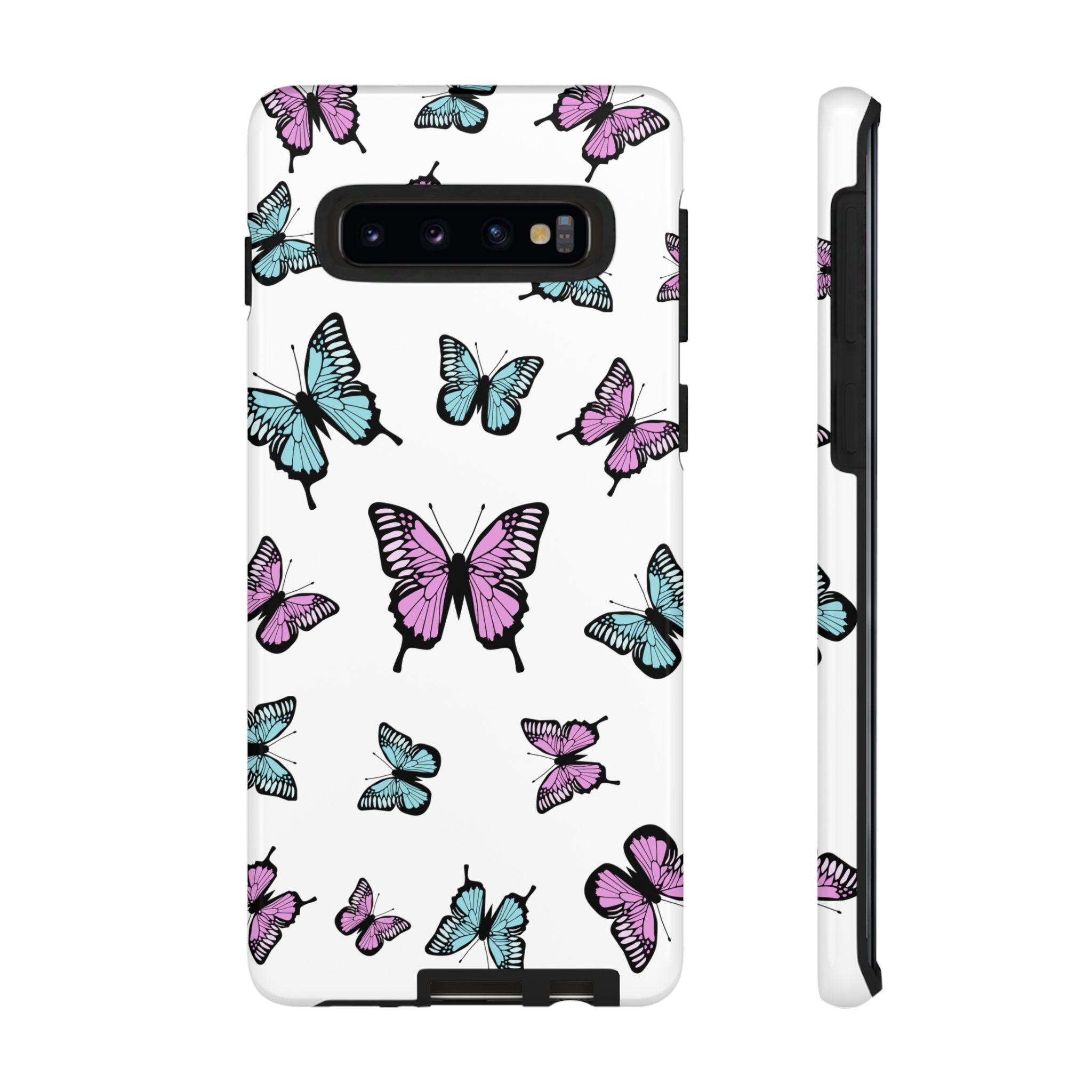 Butterfly Pattern White Background Phone Cases, Protective Cover, Strong Cases, Impact Resistant, Floral Design, Unique Gifts