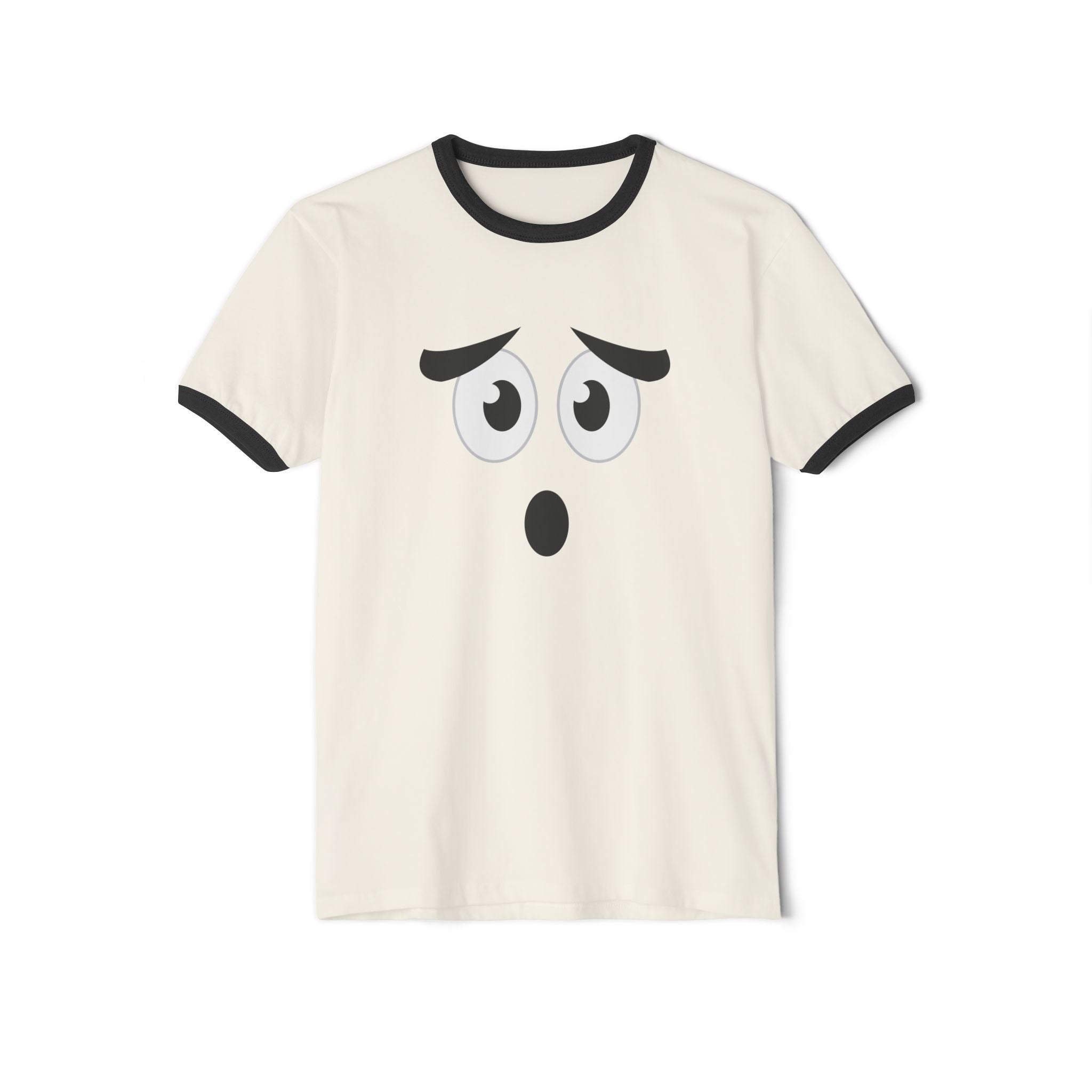 Impressed Face Ringer T-Shirt, Unisex Tee, Funny Graphic Shirt, Vintage Style Top, Cotton Tshirt