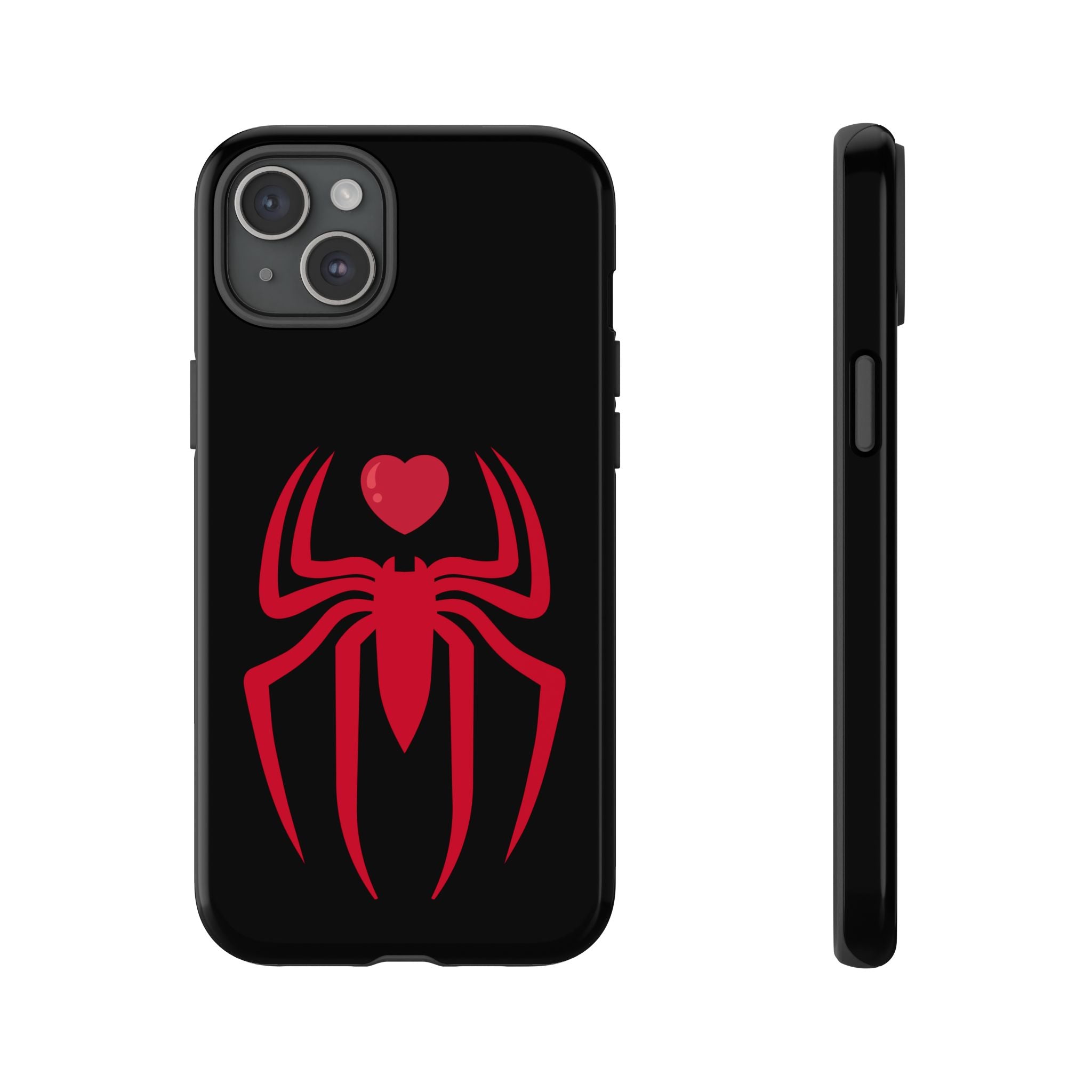 Red Spider Heart Tough iPhone Cases, Spiderweb iPhone Cover, Gothic Phone Accessories, Halloween Gift, Creepy Arachnid iPhone Protectors