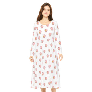 Kawaii Chicken Pattern Women's Long Sleeve Dress