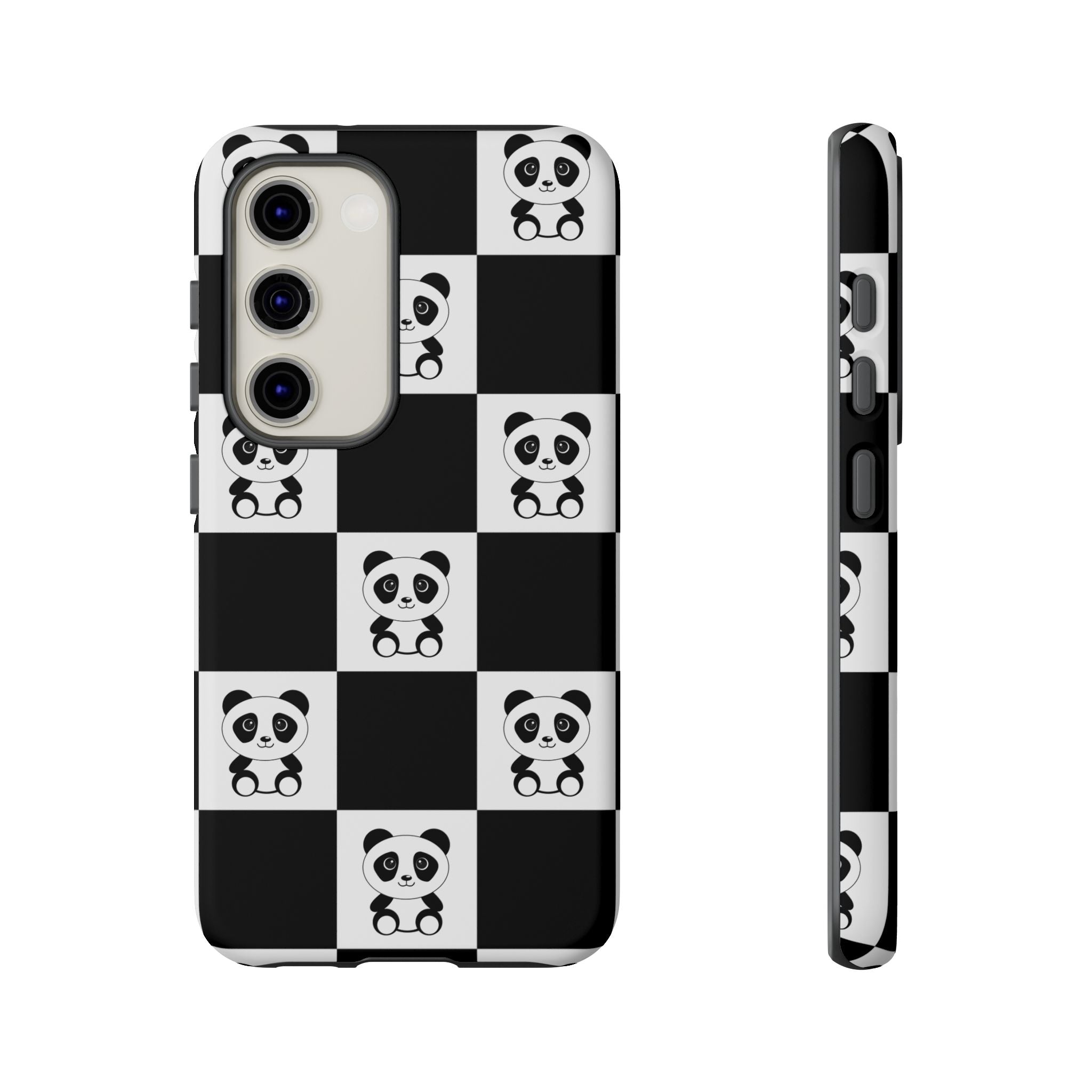 Panda Chessboard Tough Cases, Cute Panda Phone Covers, Chess Pattern iPhone Case, Board Games Phone Accessories, Animal Lover Tech