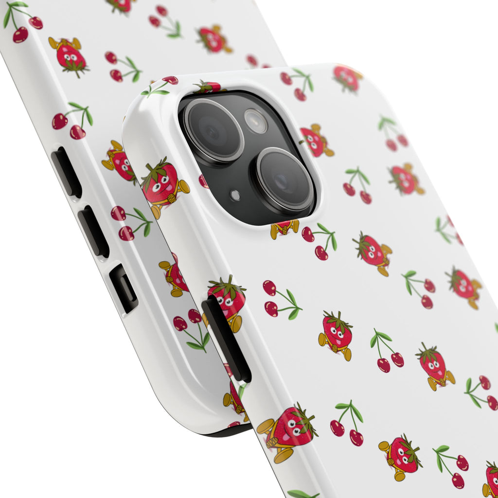 Fruit Patterned Phone Cases, Summer Fruits Phone Covers, Berry Print Tough Cases, Stylish Cell Phone Protectors, Red Fruits Phone