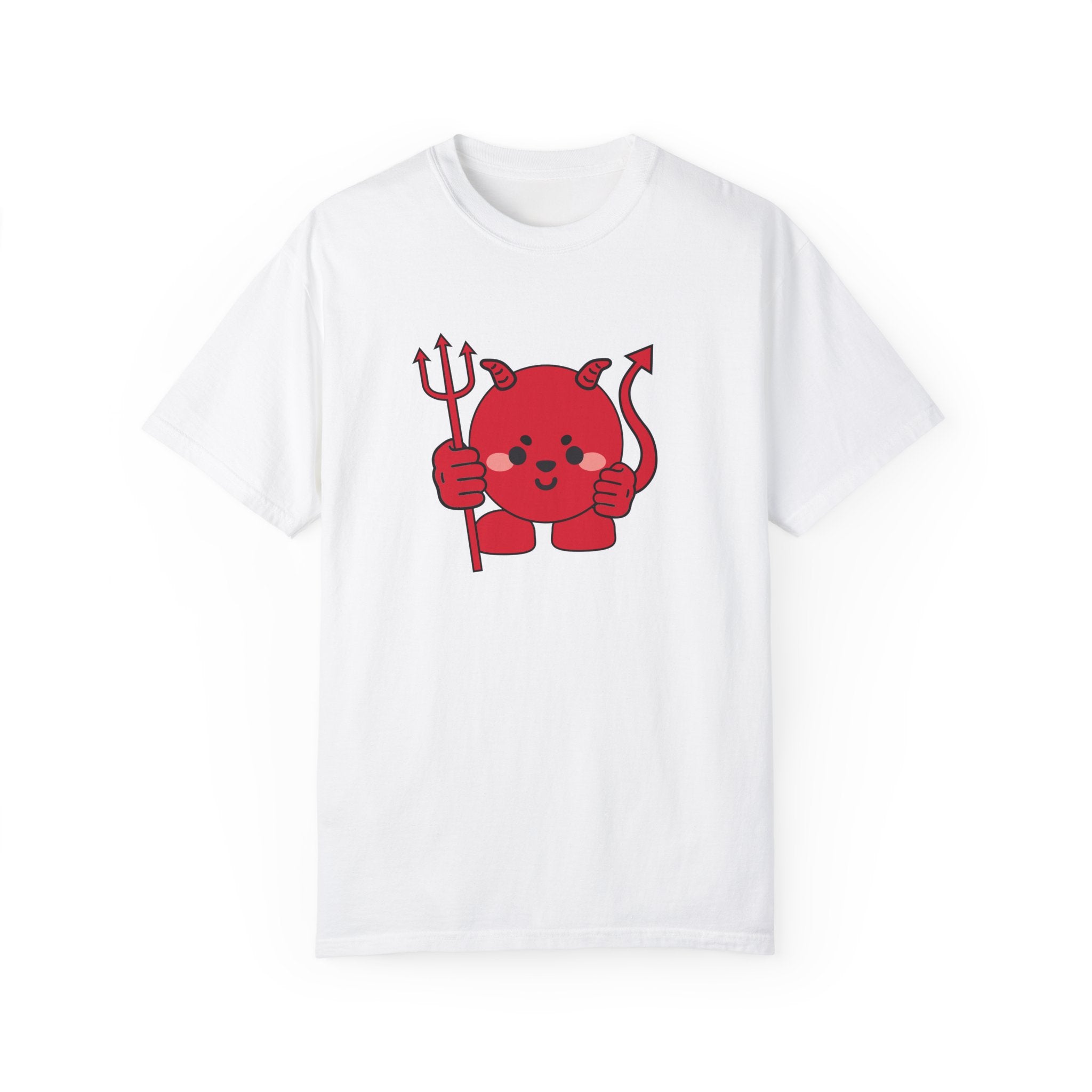 Kawaii Devil Shirt, Cute Demon Garment-Dyed T-shirt, Pastel Grunge Top, Harajuku Inspired Clothing