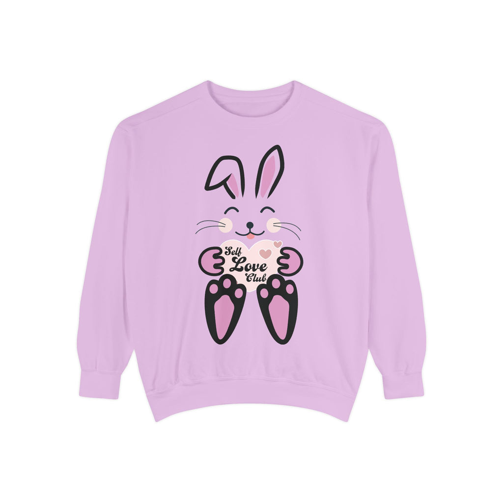 Kawaii Rabbit Face Unisex Sweatshirt, Self Love Club, Cute Jumper, Pastel Bunny Shirt, Cozy Pullover, Gift for Rabbit Lovers