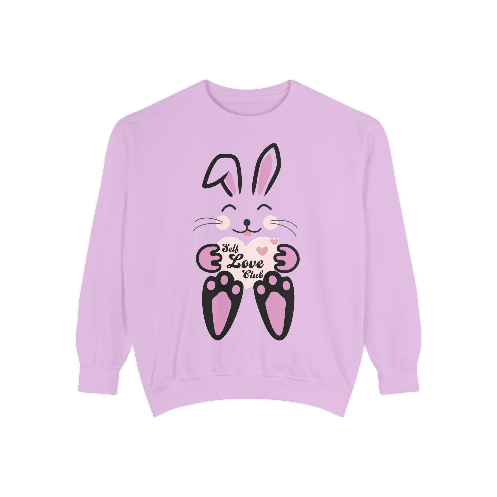 Kawaii Rabbit Face Unisex Sweatshirt, Self Love Club, Cute Jumper, Pastel Bunny Shirt, Cozy Pullover, Gift for Rabbit Lovers