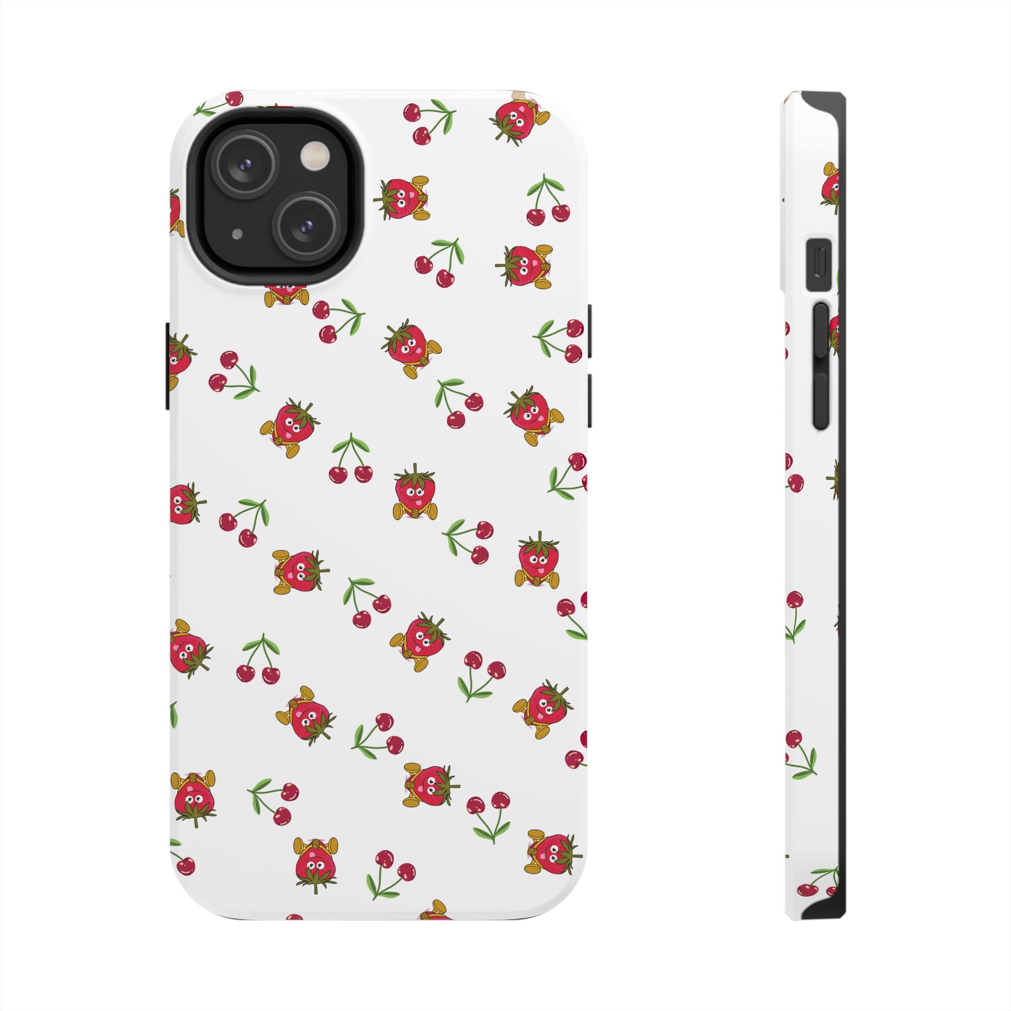 Fruit Patterned Phone Cases, Summer Fruits Phone Covers, Berry Print Tough Cases, Stylish Cell Phone Protectors, Red Fruits Phone
