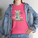 Garden Bear with Butterflies T-Shirt, Cute Bear Shirt, Nature Lover Tee, Botanical Garden Top, Wildlife Animal Unisex Tee