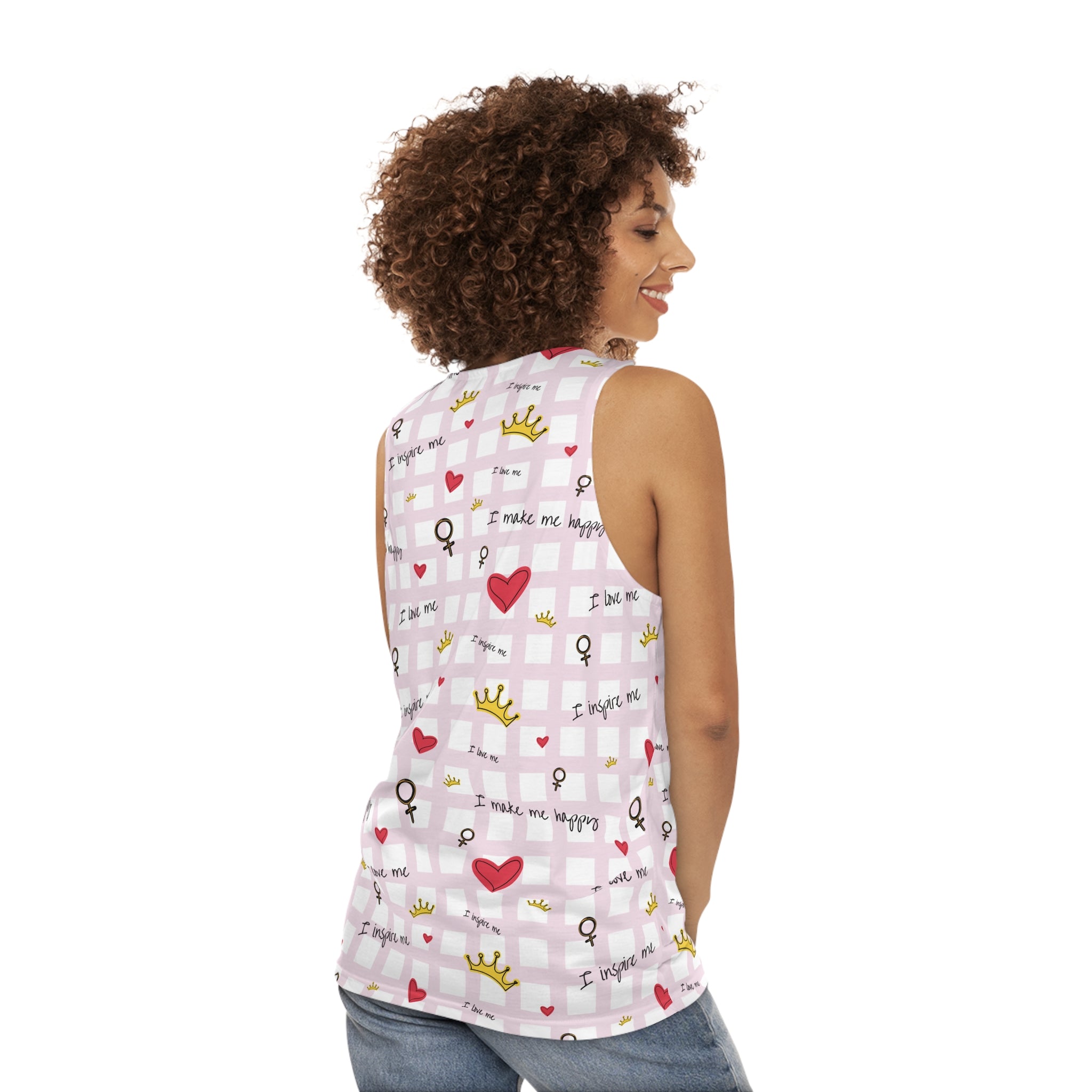 Cute Inspirational Tank Top - Feel Happy, Love Yourself, Ideal for Summer and Festivals, Motivational Gift, Comfortable Wear, Fun
