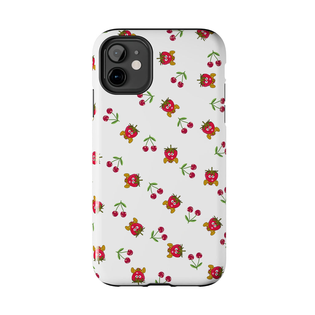 Fruit Patterned Phone Cases, Summer Fruits Phone Covers, Berry Print Tough Cases, Stylish Cell Phone Protectors, Red Fruits Phone