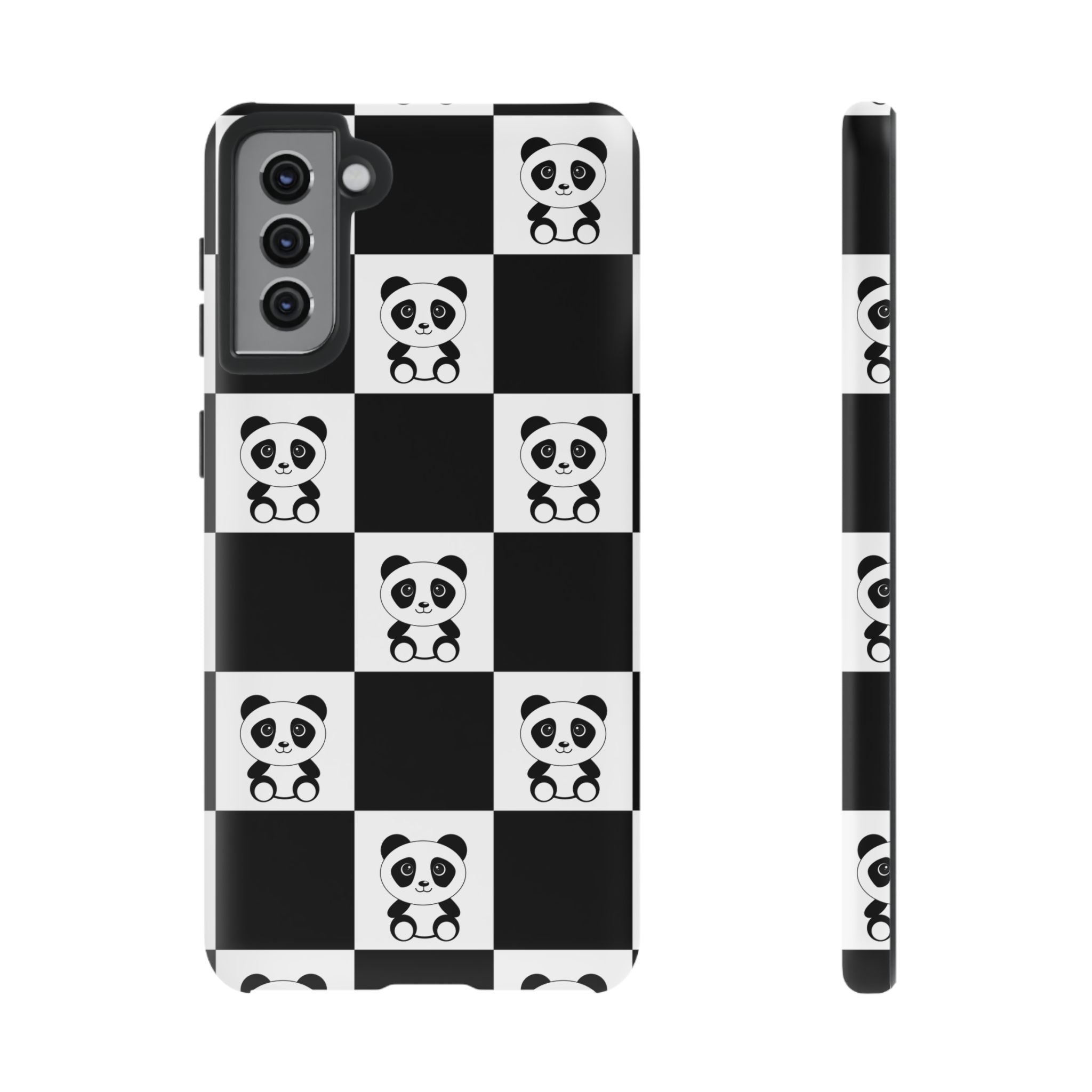 Panda Chessboard Tough Cases, Cute Panda Phone Covers, Chess Pattern iPhone Case, Board Games Phone Accessories, Animal Lover Tech