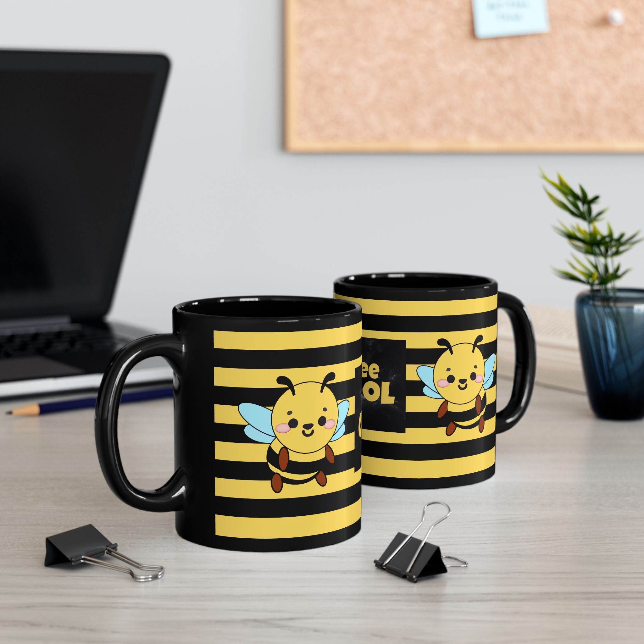 Bee Cool Mug, Bee Mug, Black Coffee Mug, Cute Bee Gift, Bee Lover Mug, Beekeeper Mug, Funny Bee Cup, 11oz, 15oz