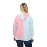 Kawaii Cow Pink and Blue Athletic Hoodie - Cute Anime Animal Pullover, Colorful Cow Sweatshirt, Japanese Style Jumper, Pastel Kawaii Hoodie,