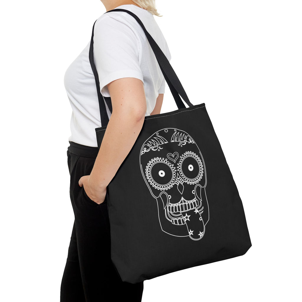 Gothic Skull Tote Bag, Halloween Bag, Spooky Shoulder Bag, Skull and Spider Grocery Tote, Gothic Handbag, Creepy Skull Purse