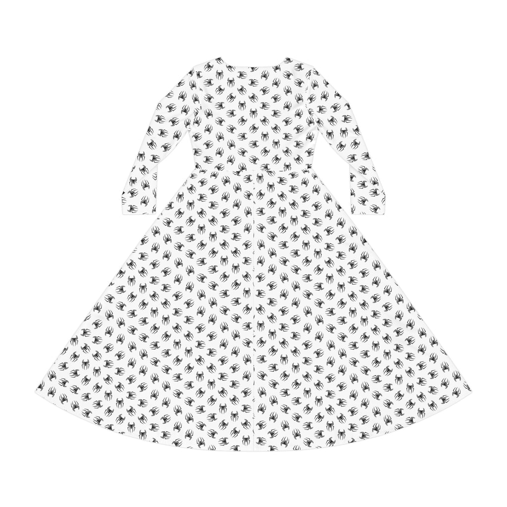 Dance Dress - Black Spiders White Print