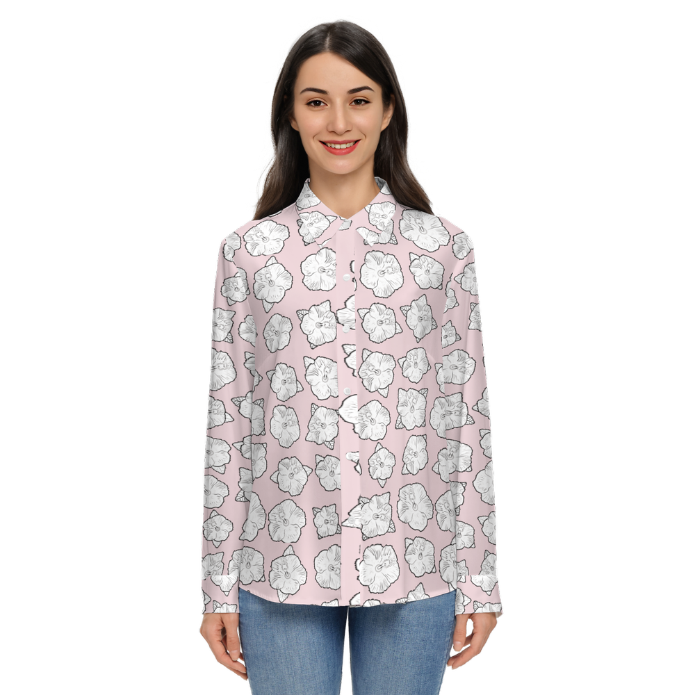 Elegant Poppy Pink Women’s Button-Up Shirt – Silky Touch, Eco-Friendly Fabric