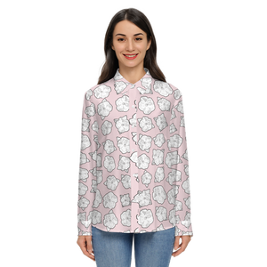 Elegant Poppy Pink Women’s Button-Up Shirt – Silky Touch, Eco-Friendly Fabric