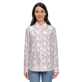 Elegant Poppy Pink Women’s Button-Up Shirt – Silky Touch, Eco-Friendly Fabric