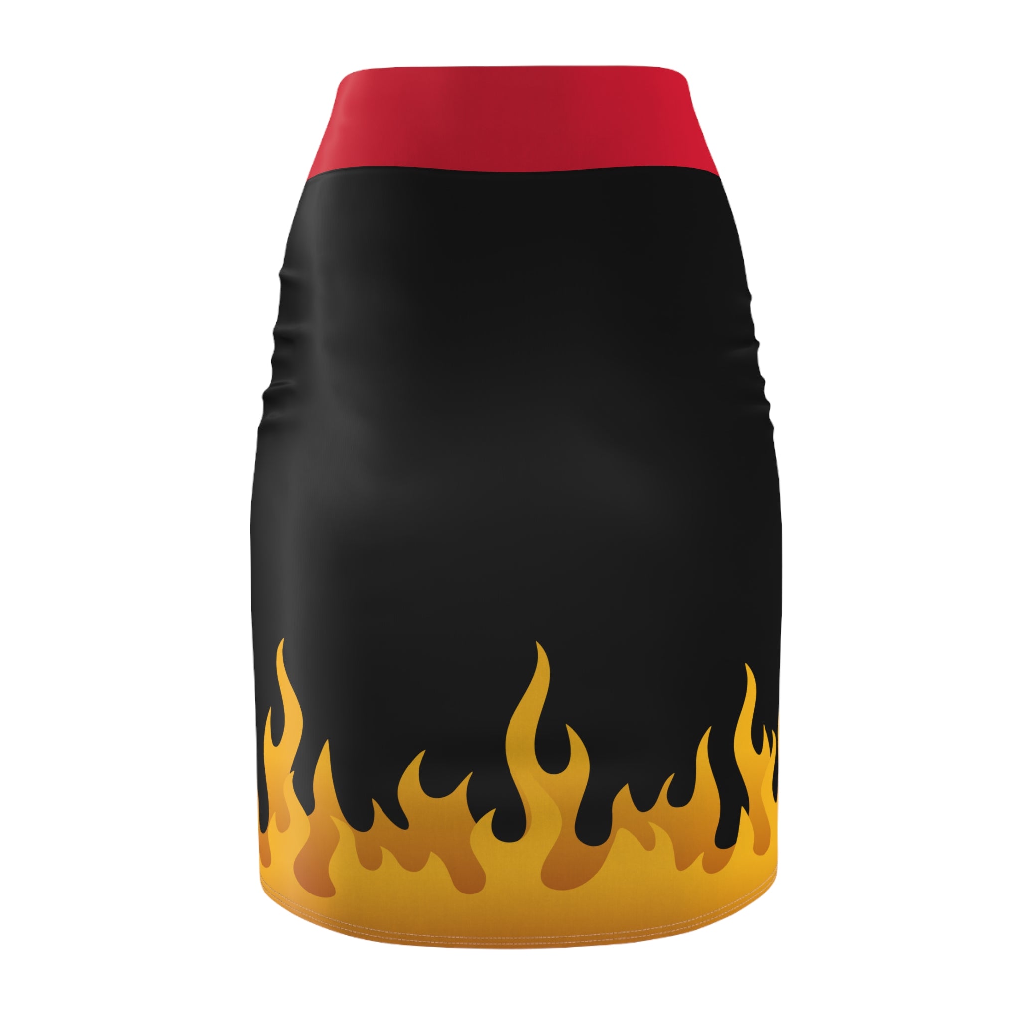 Flame Print Women's Pencil Skirt - High Waist Bodycon Skirt for Her
