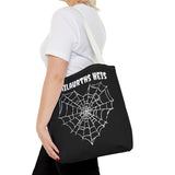 Gothic Spider Web Heart Tote Bag - Creepy Halloween Carryall, Black Widow Arachnid Shoulder Tote, Spooky Goth Shopping Bag, Punk Rock