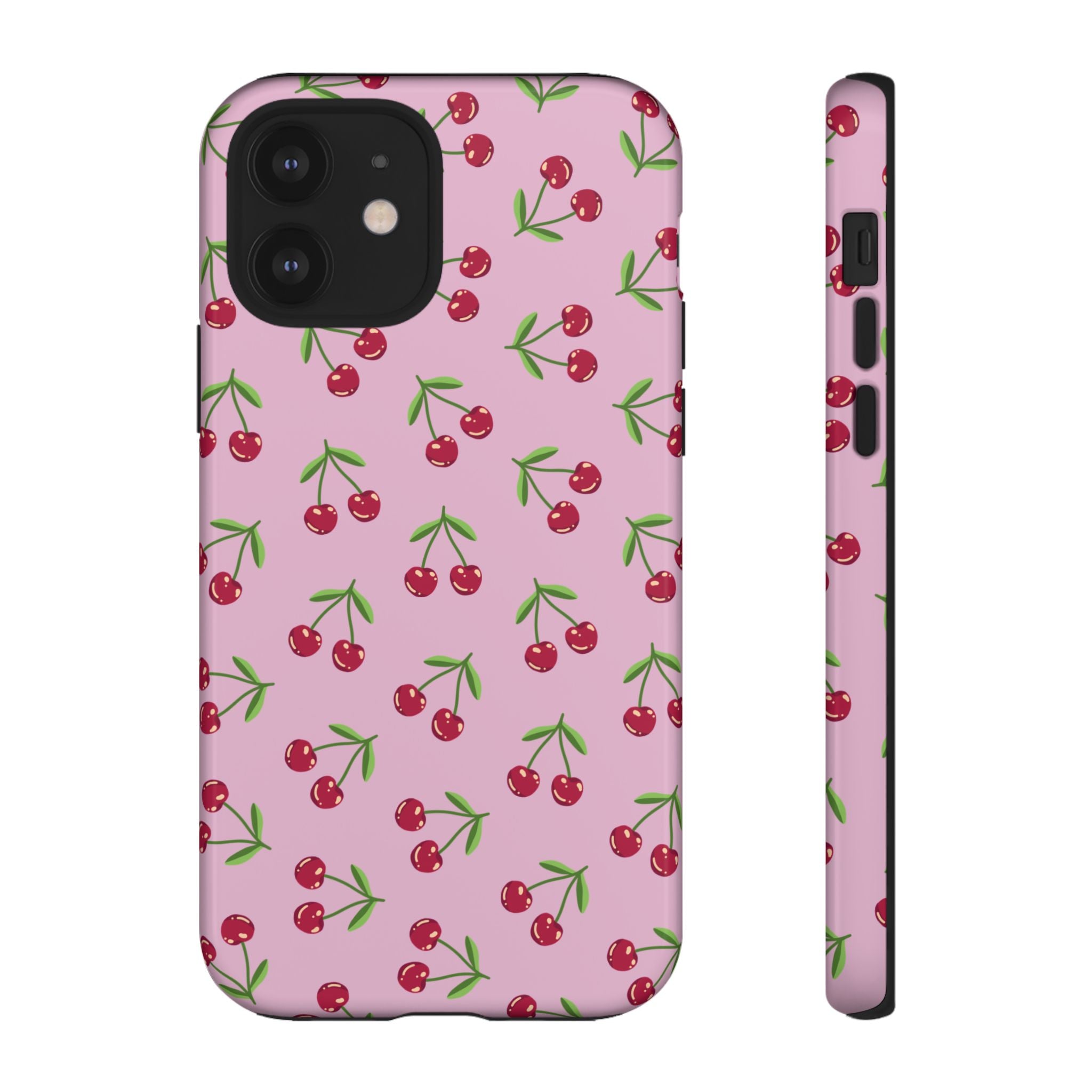 iPhone Cherry Pattern Phone Cases, Floral Tough Cover, Protective Smartphone Shell, Hard Case Gift for Her, Pretty Device Accessories