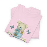 Garden Bear with Butterflies T-Shirt, Cute Bear Shirt, Nature Lover Tee, Botanical Garden Top, Wildlife Animal Unisex Tee