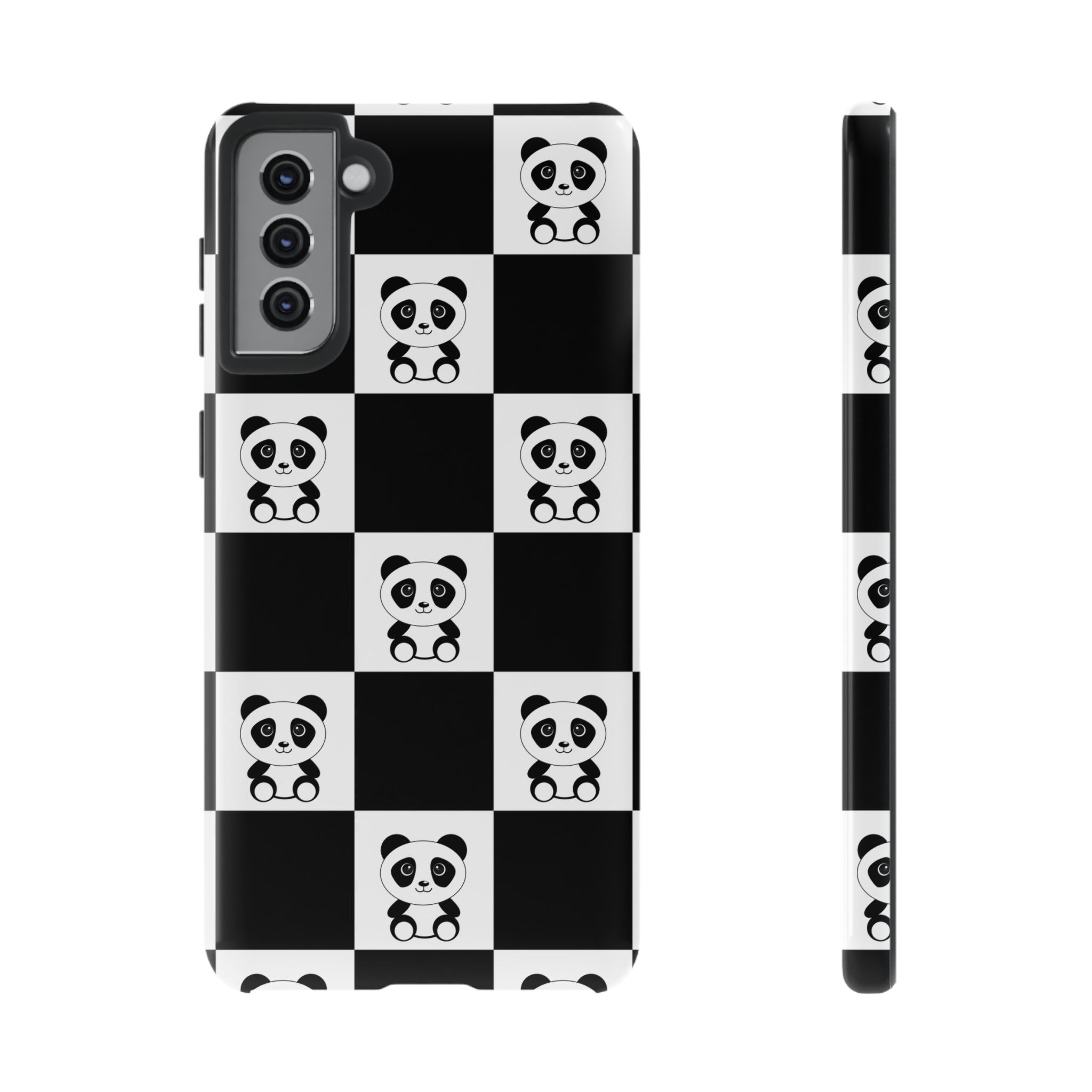 Panda Chessboard Tough Cases, Cute Panda Phone Covers, Chess Pattern iPhone Case, Board Games Phone Accessories, Animal Lover Tech