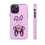 Rabbit With I Love You Heart iPhone Tough Cases, Bunny Phone Cover, Animal Lover Gift, Protective Case, Cute Rabbit Design