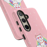 Kawaii Cat Rainbow Tough Cases, Cute Kitty Phone Cover, Protective Phone Case, Adorable Cat Lover Gift, Fun Rainbow Cat Phone Accessories