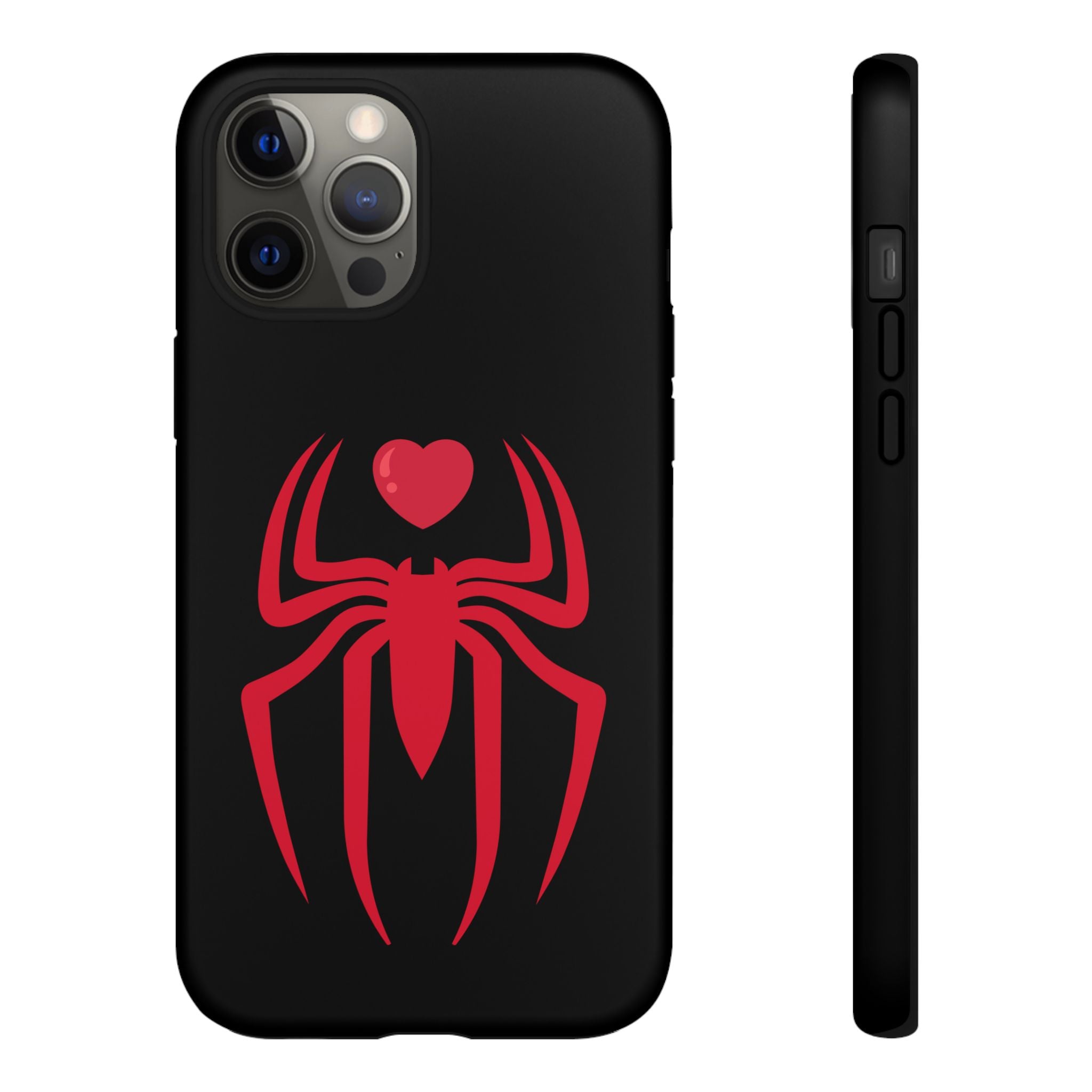 Red Spider Heart Tough iPhone Cases, Spiderweb iPhone Cover, Gothic Phone Accessories, Halloween Gift, Creepy Arachnid iPhone Protectors