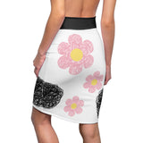 Floral Pencil Skirt - Black Pink Women's Skirt - Spring Fashion