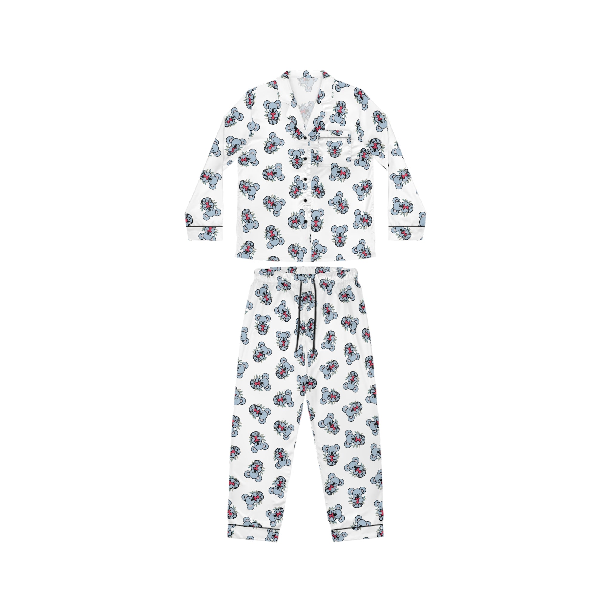 Chic Floral Satin Coala Pajamas, Soft Women's Sleepwear for Relaxation, Cozy Loungewear, Perfect for Gift Giving, Travel Essentials