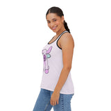 Racerback Tank Top - Kawaii Moo Graphic, Women's Summer Shirt, Funny Cow Print Tee