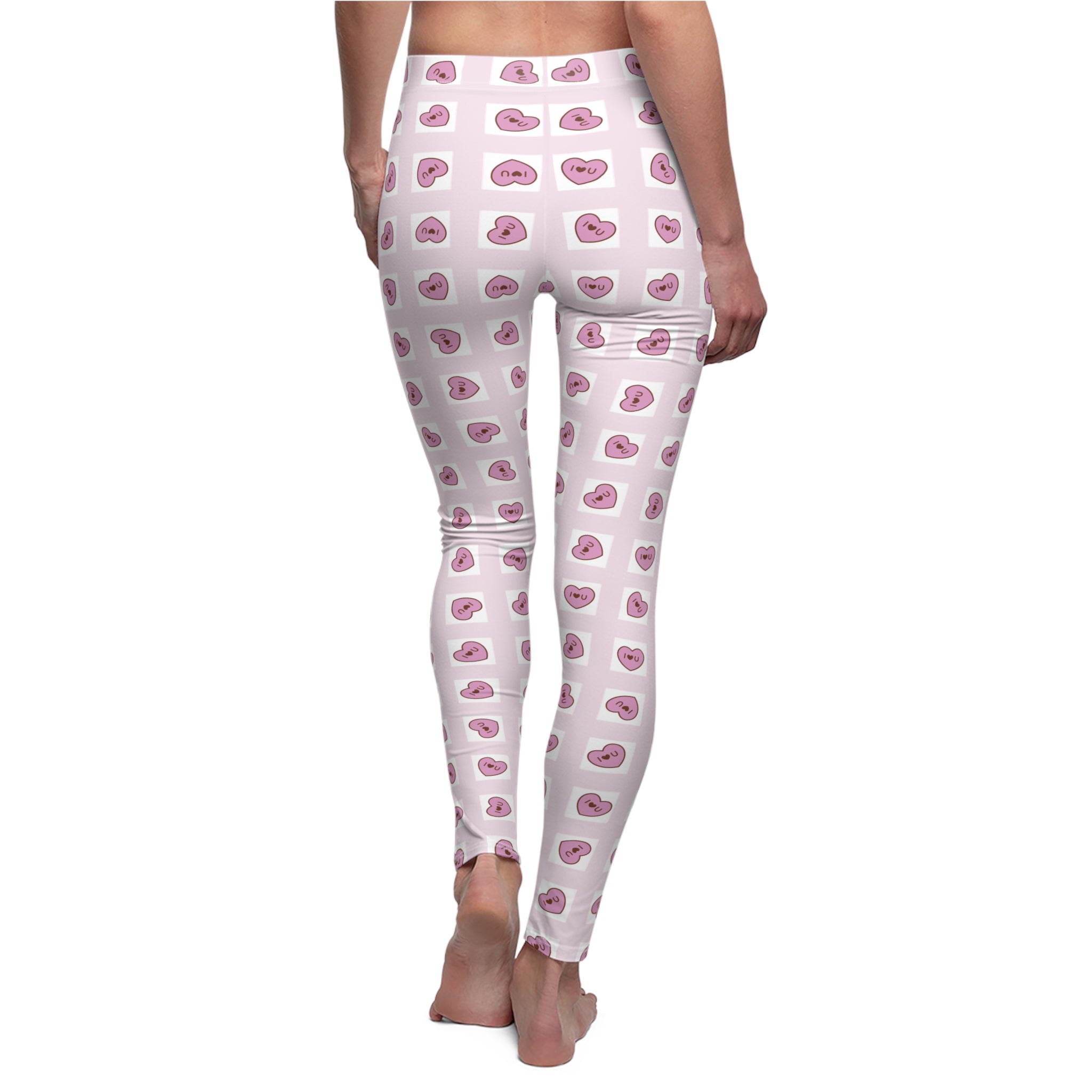 Heart Grid Love Leggings, Valentine's Day Pants, Rosa Hearts Design, Women's Casual Leggings, Gift for Her