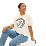 Kawaii Hedgehog Boxy Tee - Women's Graphic T-Shirt